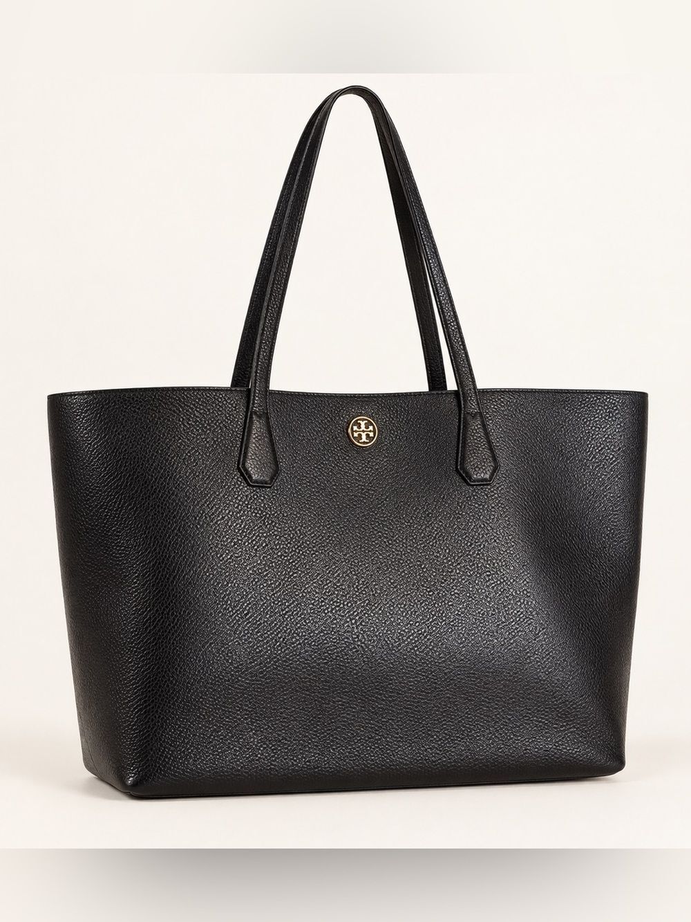 Tory Burch Perry Tote Bag in Pebble Black Leather
